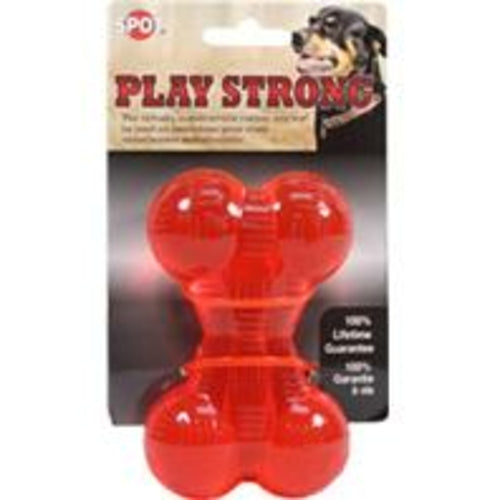 Ethical Dog-Play Strong Rubber Bone Dog Toy- Red Small