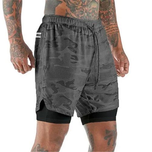 Men Sport Shorts Sportswear Double-deck Running Shorts 2 In 1 Beach