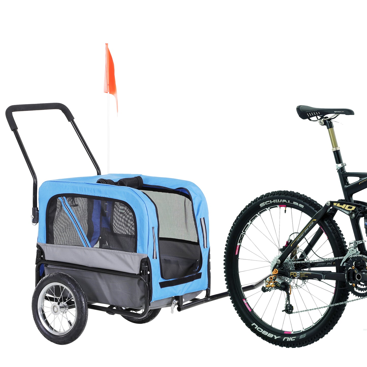 PawHut 2-In-1 Dog Bicycle Trailer / Stroller Pet Carrier with 360