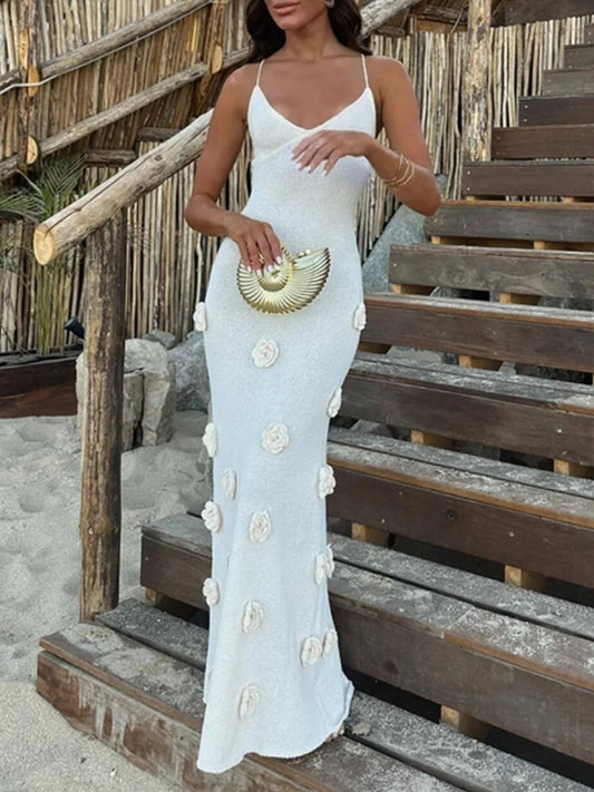 White Flower Maxi : Cami Dress