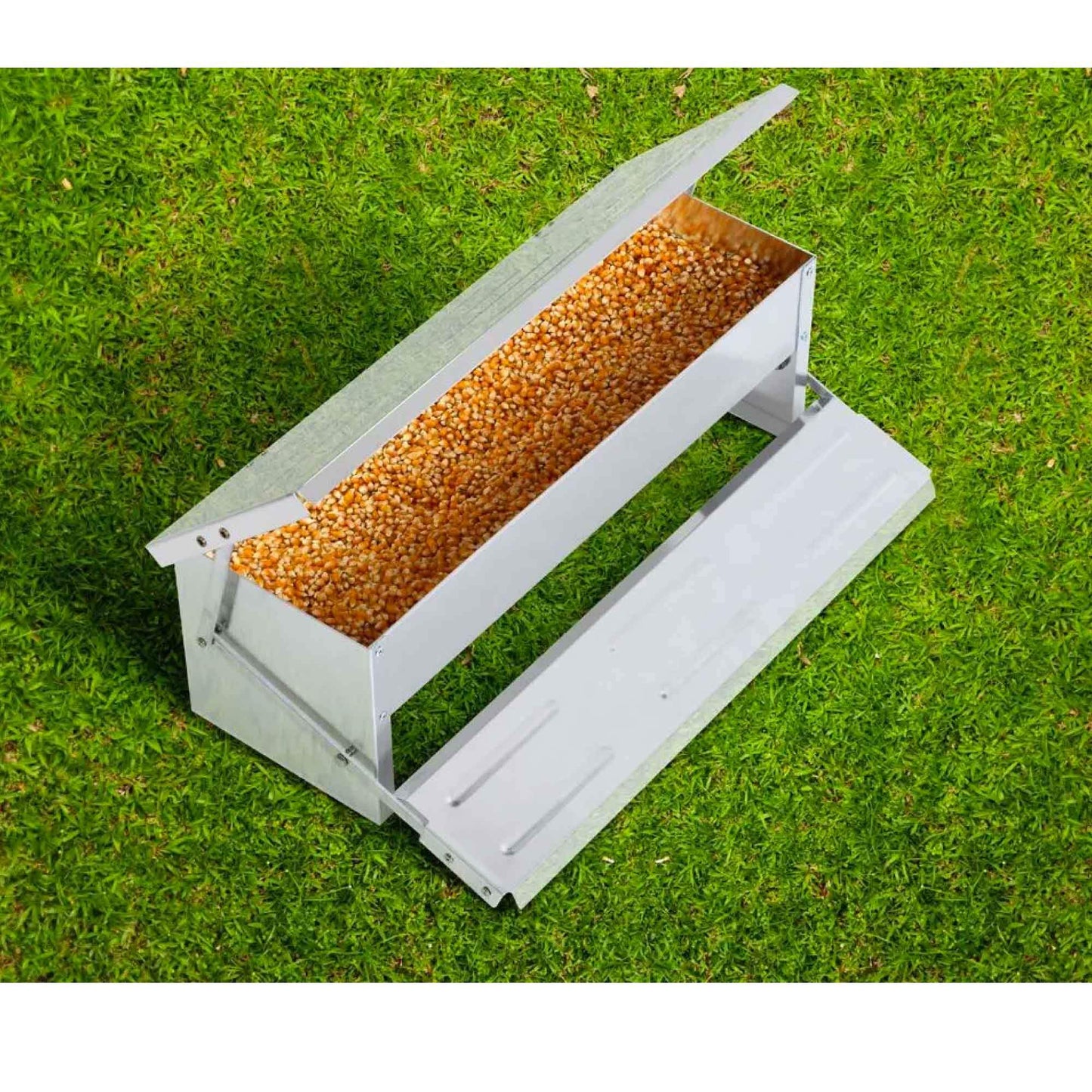 8L Automatic Chook Chicken Feeder Poultry Auto Treadle Aluminium Metal