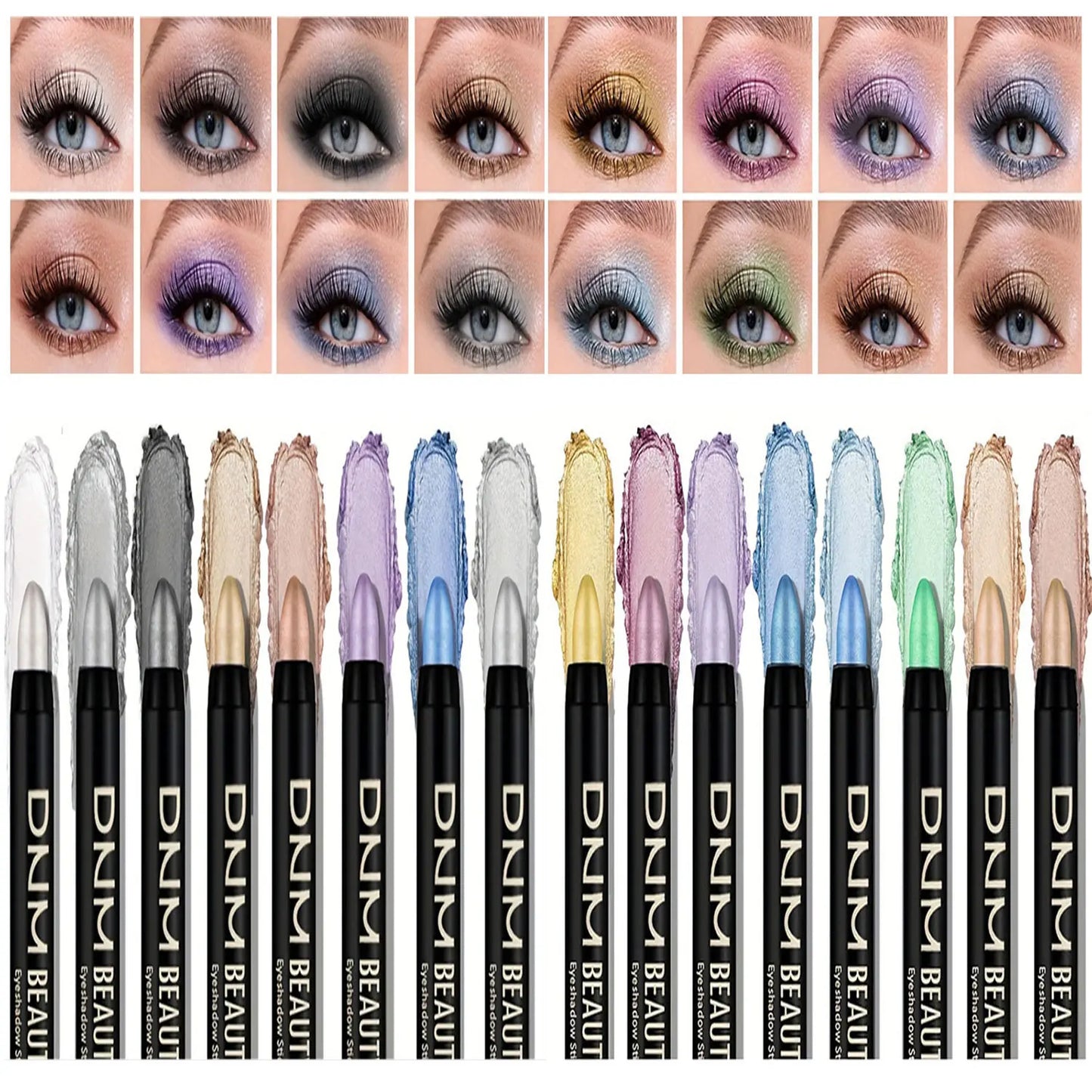 16 Colors Pearlescent Eyeliner, Color Glitter Waterproof Long-Lasting
