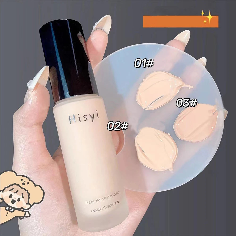 Liquid foundation naturally covers flaws without sticking powder,