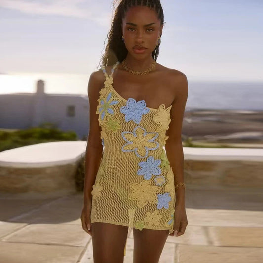 Summer Mini  Hollow Out Women Flower Dress