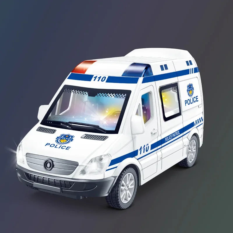 1:32 Mini Car Diecast Ambulance Fire-Truck Policecar Model Sound And