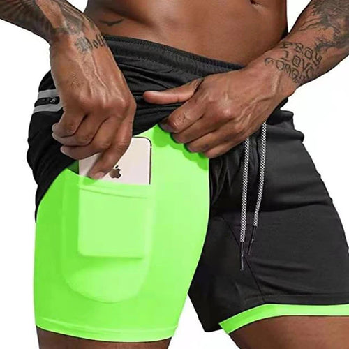 Men Sport Shorts  Sportswear Double-deck Running Shorts 2 In 1 Beach