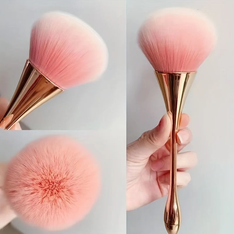 Rose Golden Fan Makeup Brush,Cosmetic Brush Loose Powder Brush