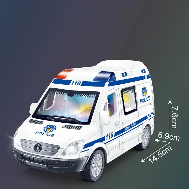 1:32 Mini Car Diecast Ambulance Fire-Truck Policecar Model Sound And