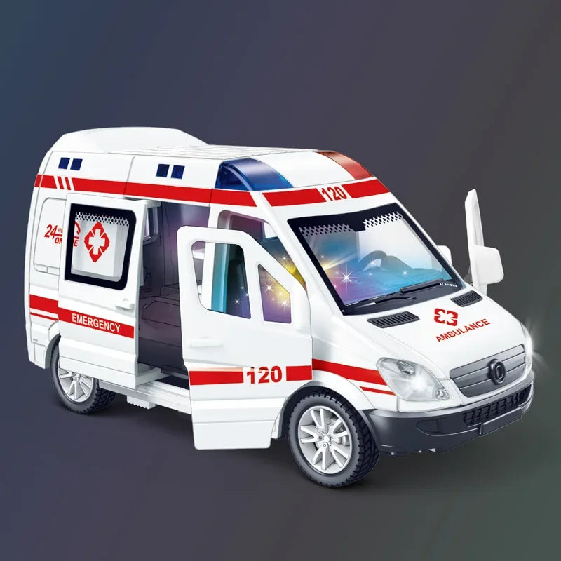 1:32 Mini Car Diecast Ambulance Fire-Truck Policecar Model Sound And