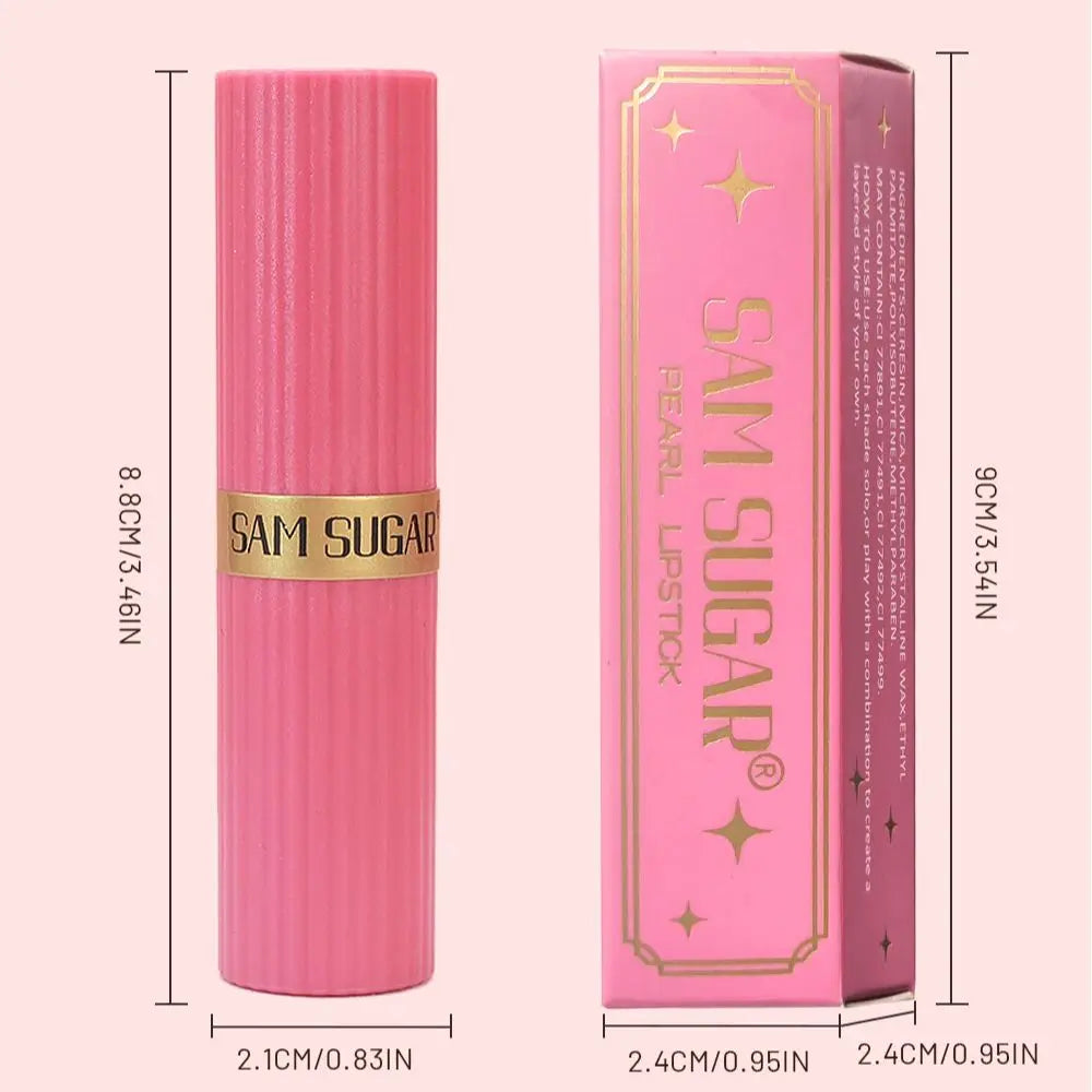 Pearlescent Pink Glitter Velvet Lipstick Metallic Waterproof Long