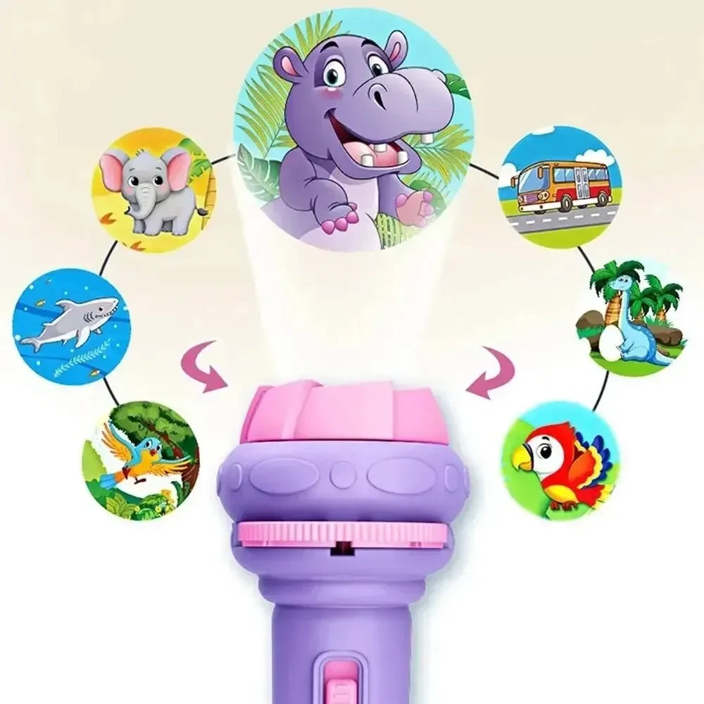 10 Cards Cartoon Projection Flashlight 80 Patterns Creative Children