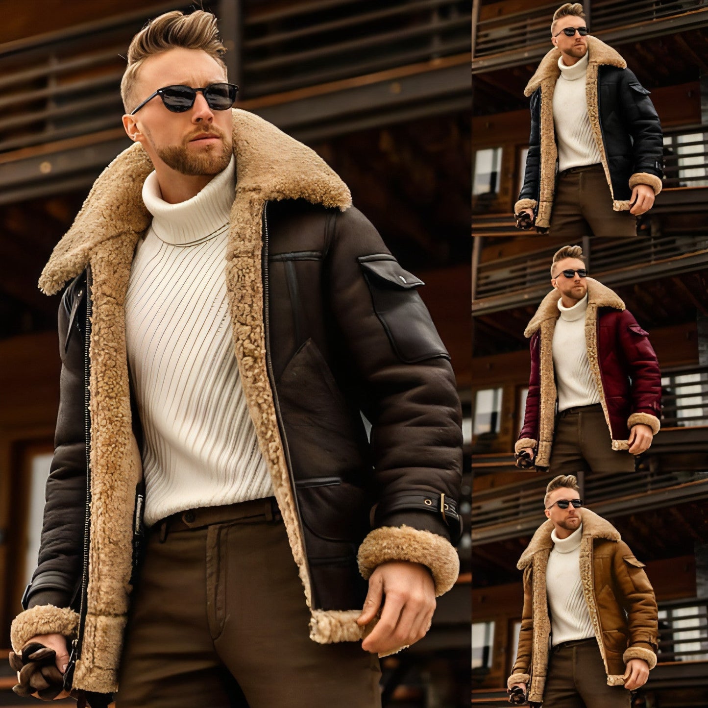 Winter Jacket Mens Military Fleece Warm Jackets Male Fur Collar Coats