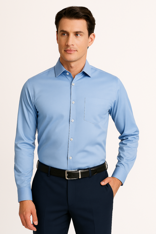 Men Solid Formal Shirt-Light Blue (Size-L)