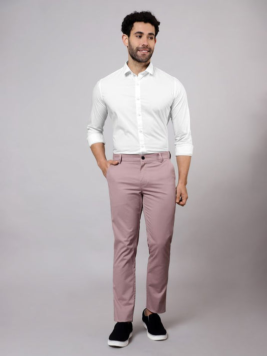 Men Slim Fit Solid White Formal Shirt (Size L)